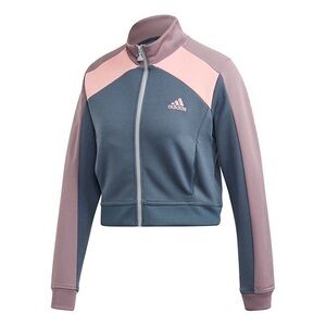 NWT Adidas Womens Multi Sport Track Top Crop Jacket Legacy Blue Pink - SIZE M
